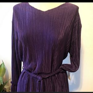 Anisa Dress Crepe, NWT Size Medium.Purple V Neck , Belted. Long Sleeve, Women’s.